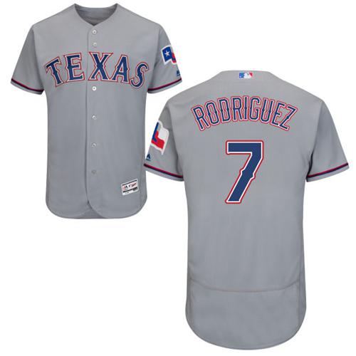 Rangers #7 Ivan Rodriguez Grey Flexbase Authentic Collection Stitched MLB Jersey - Click Image to Close